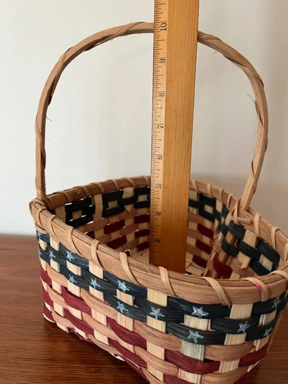 Patriotic Heart Shaped Wicker Basket